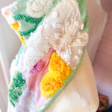 Repurposed Vintage Chenille Multi Colored Patchwork Scarf