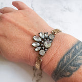 Vintage Rhinestone Glam Watch Band Bracelet – Unique Upcycled Jewelry for Boho Style