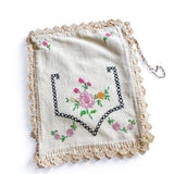 Vintage Repurposed Embroidered Floral Fabric Clutch Handbag
