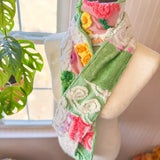 Repurposed Vintage Chenille Multi Colored Patchwork Scarf
