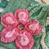Vintage Green and Pink Repurposed MCM Floral Fabric Handbag