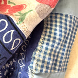 One of a Kind Vintage Patchwork Bandana Scarf | Shabby Chic Head Scarf | Upcycled Boho Neckerchief