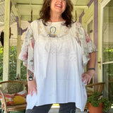 Embroidered Flowy Babydoll Dress, Floral Embroidered Mini Dress/Tunic