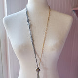 Boho Skeleton Key Heron Charm Necklace