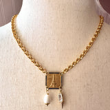 Paris Charm Necklace, Repurposed Vintage French Charm Pendant Necklace