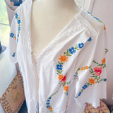 Floral Embroidered Kimono Duster| Drawstring Kimono