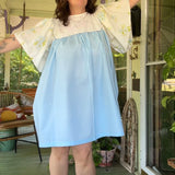 Embroidered Flowy Babydoll  Dress, Kitten Embroidered Dress