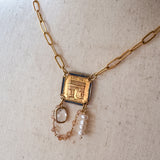 Repurposed Vintage French Arc De Triomphe Charm Gemstone Necklace