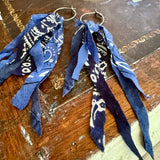 Repurposed Vintage Bandana Fringe Hoop Earrings