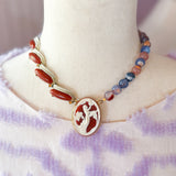 Asymmetrical Eclectic Gemstone Cameo Necklace
