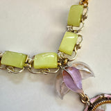Colorful Eclectic Floral Charm Pendant Necklace