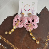 Floral Shabby Chic Rose Pink Dangle Earrings