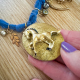 OOAK Boho Horse Locket Western Bandana Charm Necklace