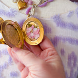 Colorful Eclectic Gemstone Bow Locket Necklace