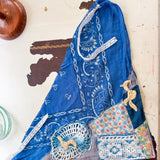 Western Boho Repurposed Shabby Chic Vintage Bandana Head Scarf