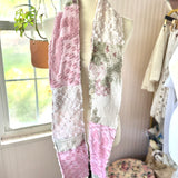 Pink Floral Vintage Chenille Patchwork Scarf
