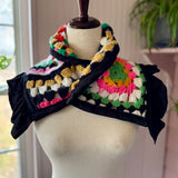 Granny Square Blanket Scarf Collar, Blanket Shawl