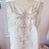 Embroidered Tank | Beige Floral Sleeveless Top