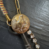 Boho Skeleton Key Bird Charm Necklace