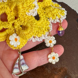 Yellow Floral Colorful Dangle Earrings