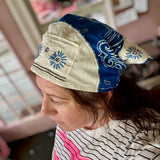 One of a Kind Vintage Patchwork Bandana Scarf | Shabby Chic Head Scarf | Upcycled Boho Neckerchief
