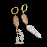 Gold and Pearl Upcycled Vintage Hoop Earrings