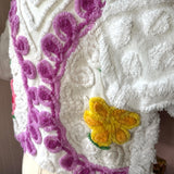 Boho Peacock Short Sleeve Floral Chenille Cardigan