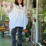 Embroidered Flowy Babydoll Dress, Floral Embroidered Mini Dress/Tunic