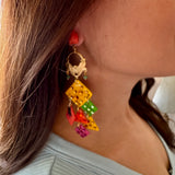 Colorful Statement Repurposed Vintage Handmade Earrings