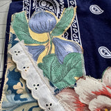 One of a Kind Vintage Patchwork Bandana Scarf | Shabby Chic Head Scarf | Upcycled Boho Neckerchief