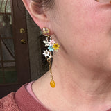 Asymmetrical Floral Reworked Vintage Dangle Earrings