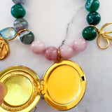 Locket Charm Bracelet with Gemstones