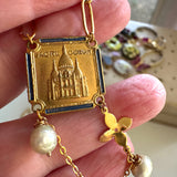 Paris Charm Necklace, Repurposed Vintage French Charm Pendant Necklace