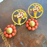 Whimsical Cameo Floral Dangle Earrings