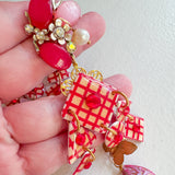 Gingham Red and Pink Statement Earrings