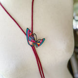 OOAK Western Butterfly Bolo Charm Necklace