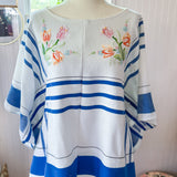 Embroidered Flowy Peasant Blouse,  Boxy Oversized  Top