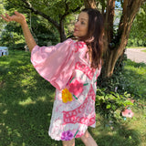 Boho Pink Peacock Chenille Mini Dress