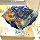One of a Kind Vintage Patchwork Bandana Scarf | Shabby Chic Head Scarf | Upcycled Boho Neckerchief