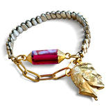 Gemstone Charm Watch Band Bracelet – Unique Upcycled Jewelry for Boho Style