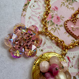 Pink Floral Locket Charm Bracelet