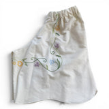 Handmade Floral Embroidered Mid Rise Long Shorts