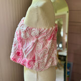 Pink Boho Romantic Floral Tube Top Crop Top