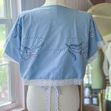 70’s Style Embroidered Wrap Blouse