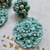 Blue Floral  Whimsical Dangle Earrings
