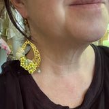Floral Shell Whimsical Asymmetrical Dangle Earrings