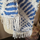 Blue and White Vintage Chenille Patchwork Scarf