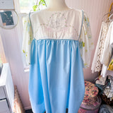 Embroidered Flowy Babydoll  Dress, Kitten Embroidered Dress