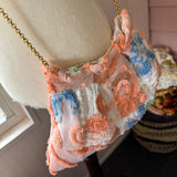 Vintage Orange and Peach Repurposed MCM Floral Fabric Handbag