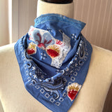 One of a Kind Vintage Patchwork Bandana Scarf | Shabby Chic Head Scarf | Upcycled Boho Neckerchief